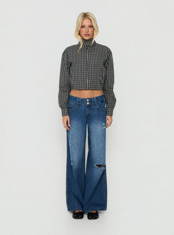 Aura Jacket Navy / Lemon Plaid