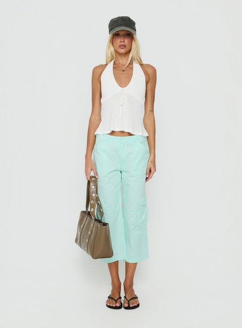 Madallaine Ruched Halter Top White