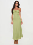 front view of model wearing Princess Polly Kristyn Maxi Dress Green Sweetheart Neckline 