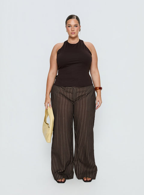Harlene Back Detail Top Brown Curve