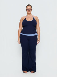 Kobee Jersey Halter Top Navy / Light Blue Curve