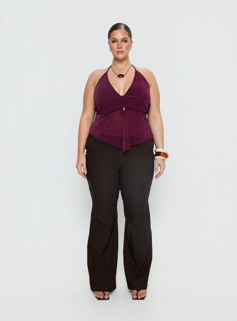 Averee Halter Top Plum Sparkle Curve