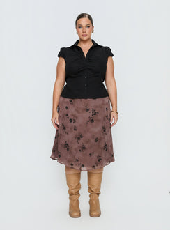 back view of model wearing Princess Polly Moses Midi Skirt Multi Curve Midi Skirts 
