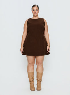 Alfalfa Corduroy Mini Dress Chocolate Curve