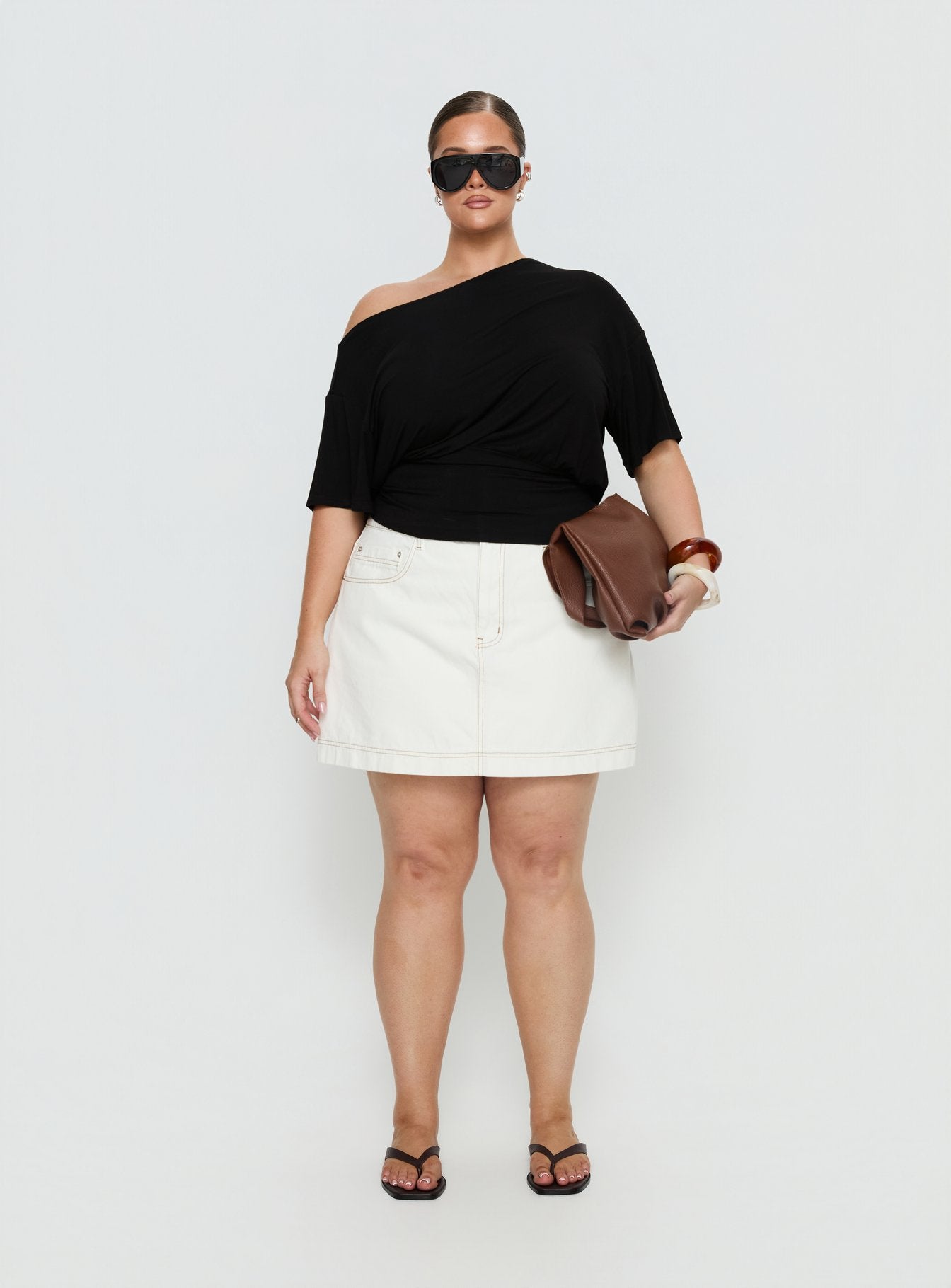 Ashlinn Off Shoulder Drapey Top Black Curve