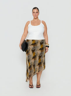 Suella Asymmetrical Midi Skirt Animal Multi Curve