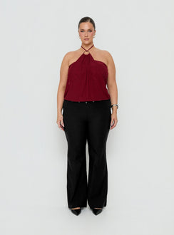 Yevina Eyelet Flare Pant Black Curve