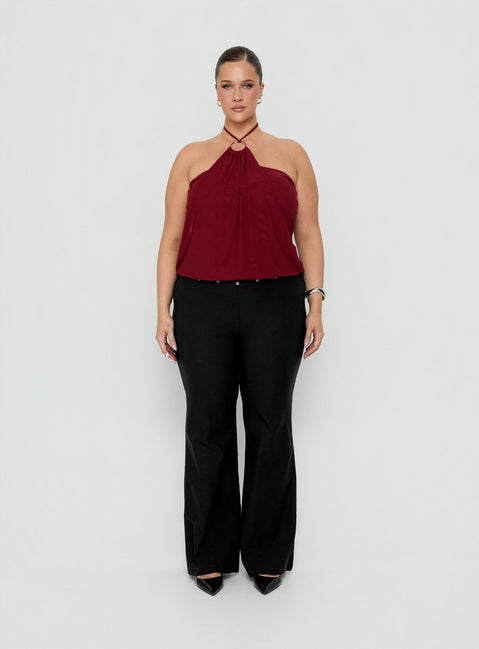 Yevina Eyelet Flare Pant Black Curve