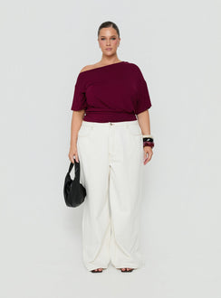 Ashlinn Off Shoulder Drapey Top Cherry Lacquer Curve