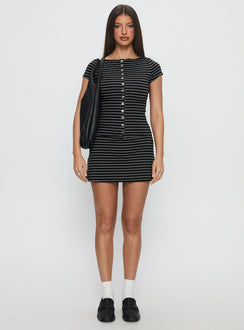 Angellina Jersey Button Down Top Stripe