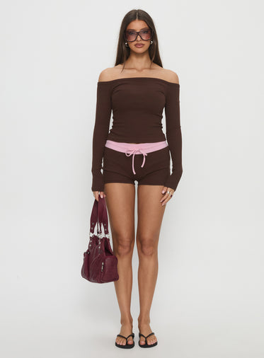 Baseline Rib Micro Shorts Brown / Pink