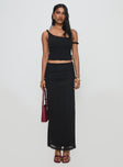 Front view of model wearing  front Mastermind Ruched Maxi Skirt Black Princess Polly  Maxi 