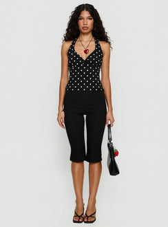 Alter Of Love Halter Top Black Polka