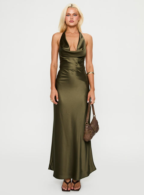 Iridescent Plunge Maxi Dress Olive Green | Princess Polly Iridescent Plunge Maxi Dress Olive Green | Princess Polly