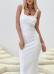 Maxi dress Scalloped neckline, fixed straps, scooped back Good stretch, unlined