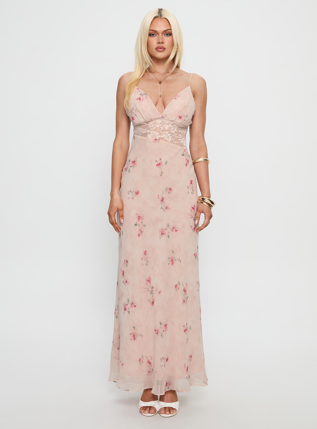 Rheina Lace Maxi Dress Pink Floral | Princess Polly Rheina Lace Maxi Dress Pink Floral | Princess Polly