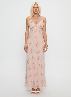 Rheina Lace Maxi Dress Pink Floral