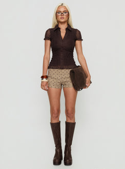 Melaniya Button Up Top Chocolate