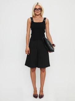 Need No Savior Buckle Strap Top Black