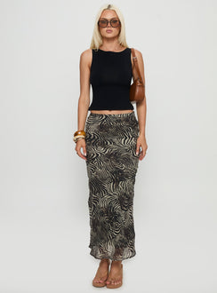  front view of model wearing Princess Polly Kathrynne Maxi Skirt Animal Maxi Skirts 