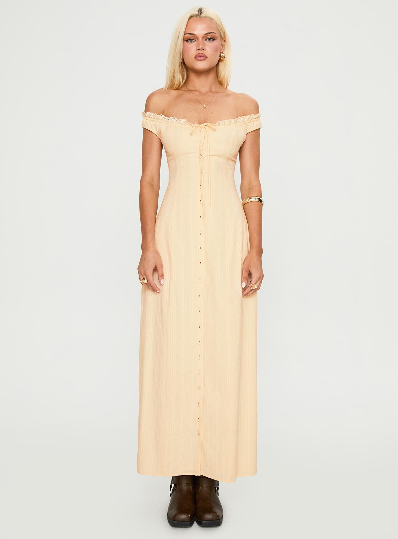 princess polly maxi dress yellow Azura Off The Shoulder Maxi Dress | Yellow | Womens