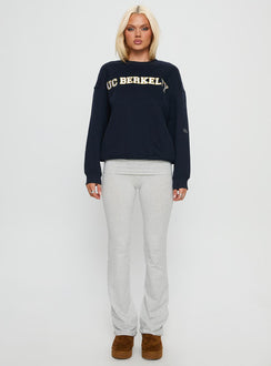 front view of model wearing Princess Polly UC Berkeley Offside Crewneck Sweatshirt Navy 