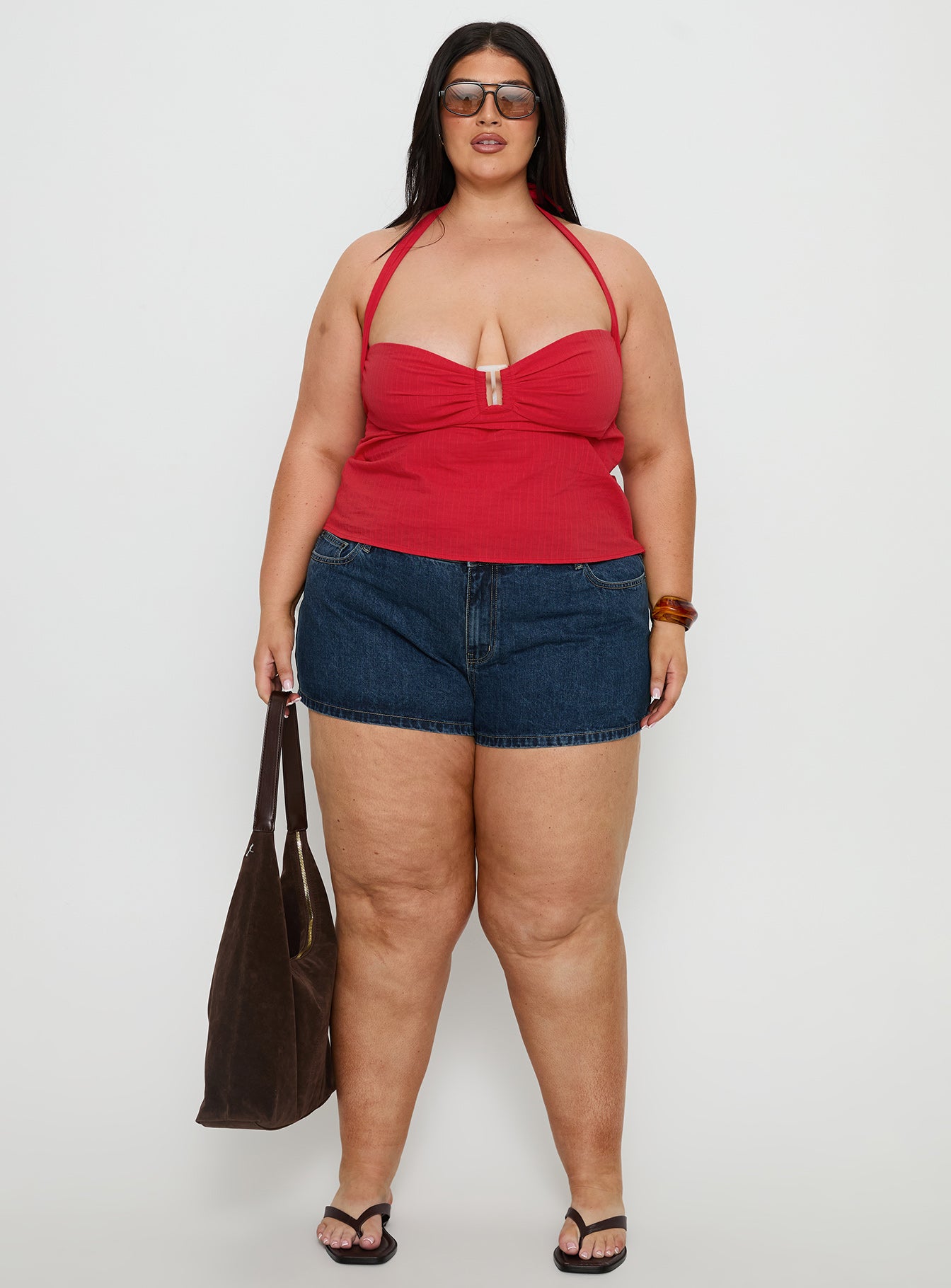Dreamful Low Rise Mini Denim Shorts Dark Blue Wash Curve