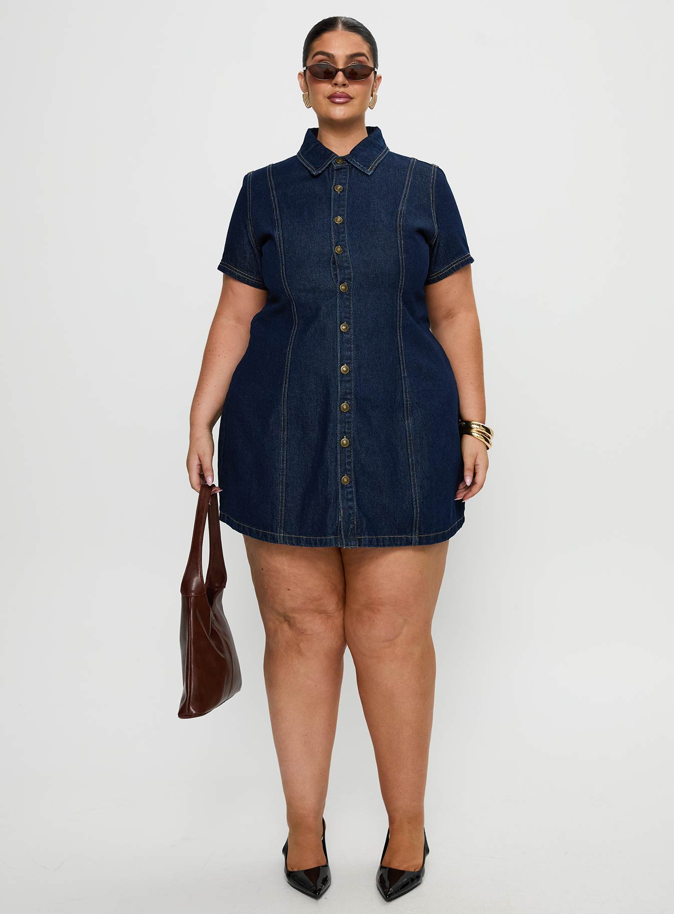 Perception Denim Mini Dress Mid Wash Curve | Princess Polly Perception Denim Mini Dress Mid Wash Curve | Princess Polly