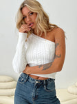 One shoulder knit top  Good stretch, unlined 