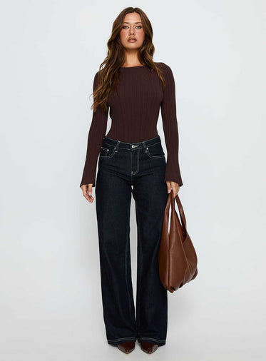 Mayok Long Sleeve Bodysuit Brown