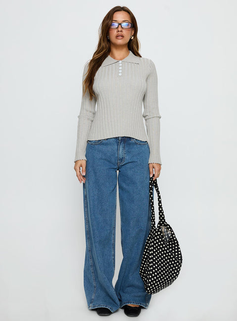 Wakely Collared Long Sleeve Top Grey