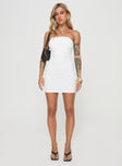 front view of model wearing Princess Polly Luckie Strapless Mini Dress White Straight Neck 