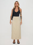   front view of model wearing Princess Polly Romeria Maxi Skirt Beige Maxi 