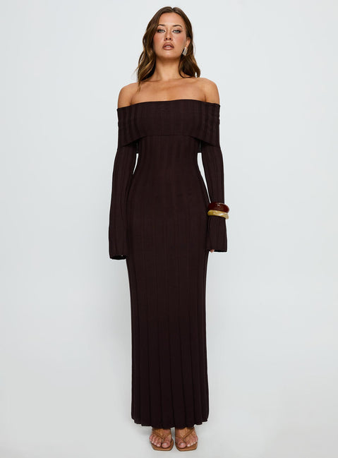 Ellouisa Long Sleeve Rib Maxi Dress L | XL | Chocolate | Womens | Princess Polly Ellouisa Long Sleeve Rib Maxi Dress L | XL | Chocolate | Womens | Princess Polly