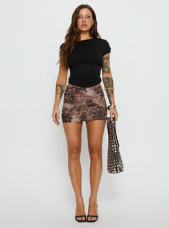   front view of model wearing Princess Polly Laniyah Mini Skirt Animal Multi Mini Skirts 