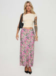   front view of model wearing Princess Polly Rinaldie Maxi Skirt Pink Multi Maxi 