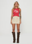   front view of model wearing Princess Polly Torres Cargo Mini Skirt Cream Mini Skirts 