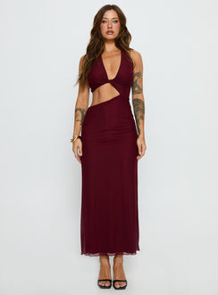 Novalee Keyhole Maxi Dress Burgundy
