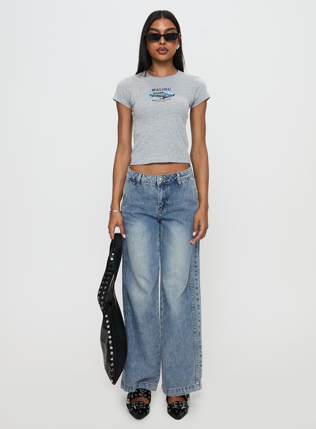 Skipper Low Rise Baggy Jeans Vintage Blue | Princess Polly