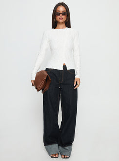 Passoni Long Sleeve Lace Top White