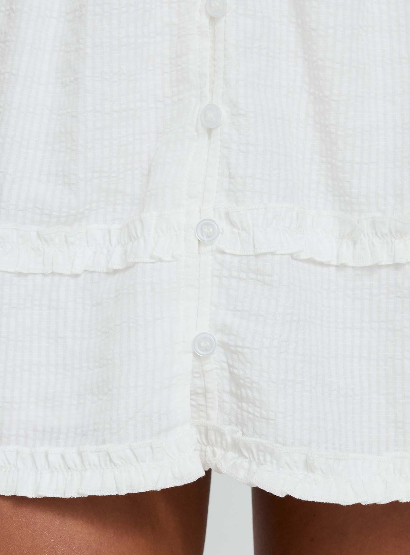 princess polly white ruffle mini dress Meliodas Ruffle Mini Dress White