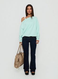 Wellness Off The Shoulder Sweatshirt Turquoise