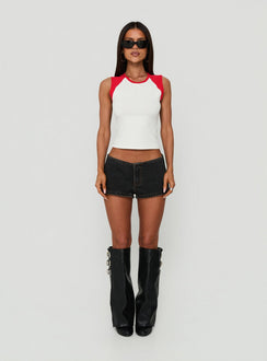 Meaddow Raglan Tank Top White / Red