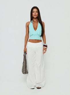 Slow Days Broderie Anglais Mid Rise Pants White