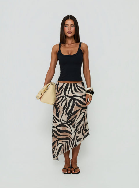 Suella Asymmetrical Midi Skirt Zebra