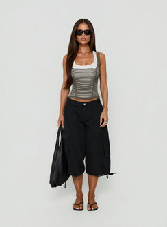 Realiti Sheer Layered Racer Top Grey / White