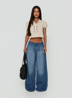 Roamer No Waist Low Rise Super Baggy Vintage Mid Blue