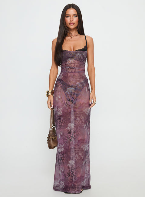 Evera Sheer Built In Bra Maxi Dress Purple | Princess Polly Evera Sheer Built In Bra Maxi Dress Purple | Princess Polly