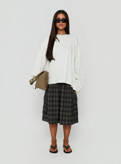 Settle Down Long Sleeve Top Grey Marle
