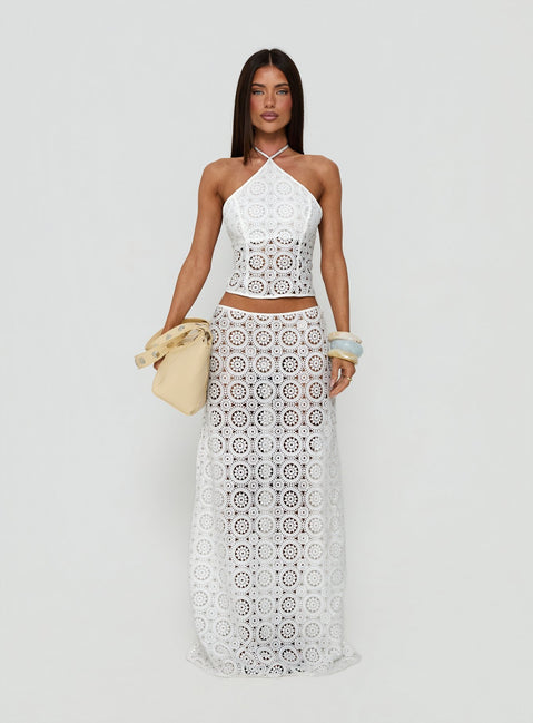 Starting Fresh Crochet Arrowneck Top White